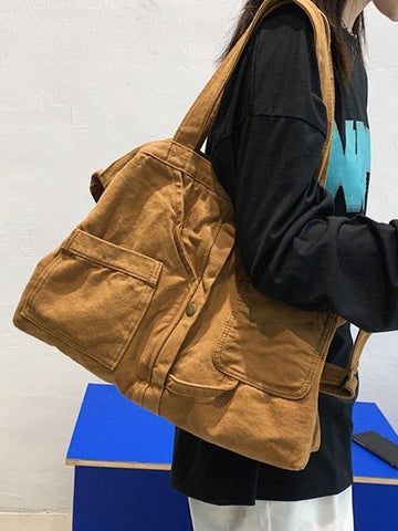 Bolso de hombro grande con lavado vintage