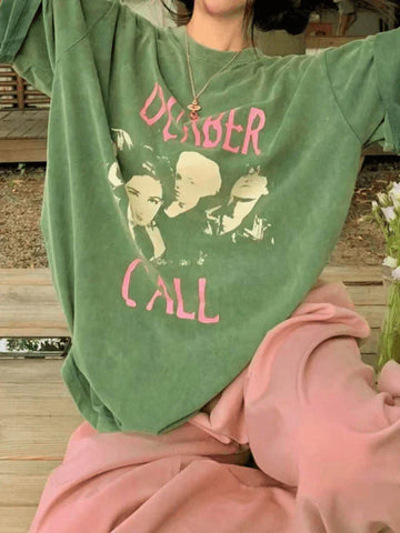 Camiseta gráfica de manga corta con lavado vintage