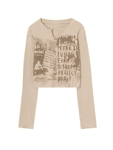 Vintage Y2K Langarm Strick Crop Top