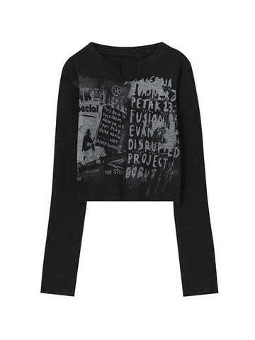 Vintage Y2K Langarm Strick Crop Top