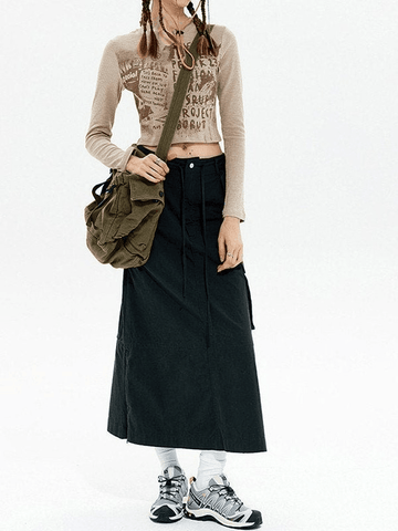 Vintage Y2K Langarm Strick Crop Top