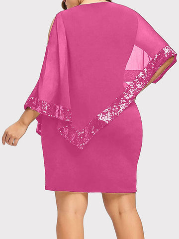 Cold Shoulder Overlay Sequins Dress