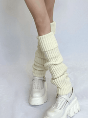Warm Solid Color Ribbed Knit Leg Warmer
