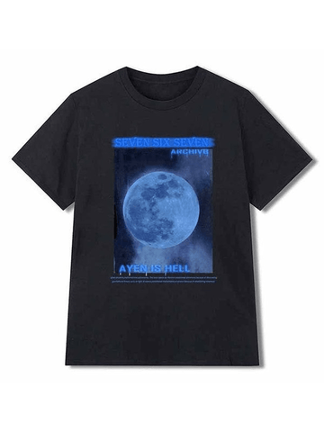 T-Shirt mit verwaschenem Mond-Print