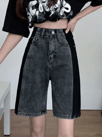 Jeansshorts im verwaschenen Patchwork-Stil