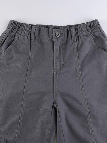 Pantalones cargo lisos con bolsillos lavados