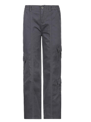 Pantalones cargo lisos con bolsillos lavados