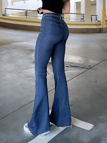 Washed Push Up Flare Leg Jeans