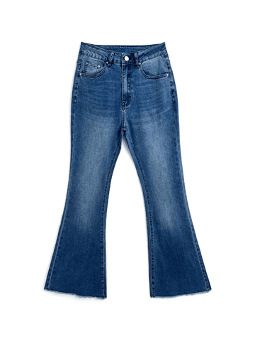 Verwaschene Push-Up-Jeans mit ausgestelltem Bein