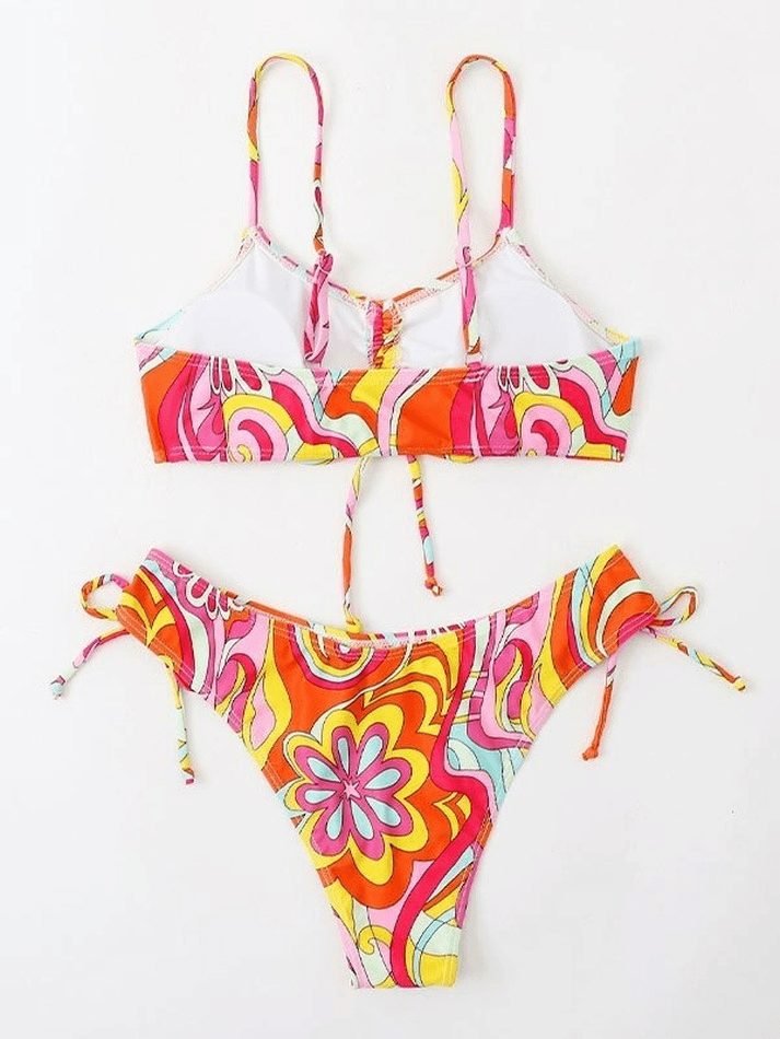 Bikini-Set mit Wellen-Blumenmuster