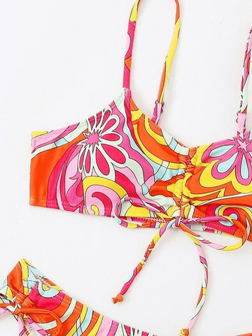 Bikini-Set mit Wellen-Blumenmuster