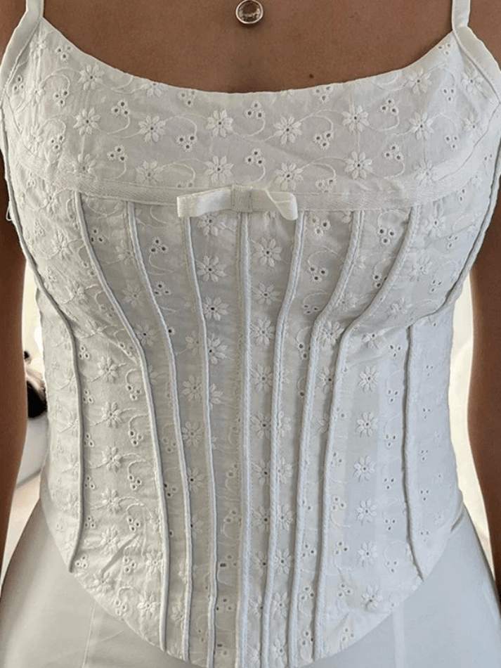 White Broderie Lace Corset Top