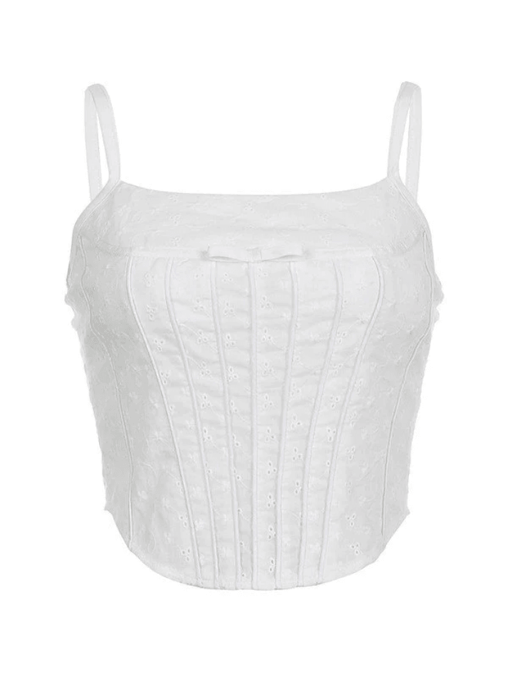 White Broderie Lace Corset Top