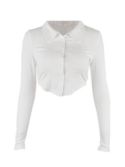 White Crop Long Sleeve Blouse – Omcne