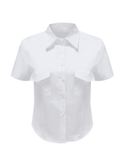 White Cropped Short Sleeve Blouse