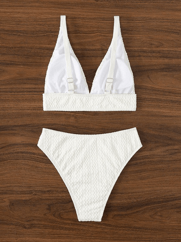 Weißes strukturiertes Push-Up-Bikini-Set