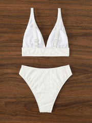 White Textured Push-Up Bikini Set