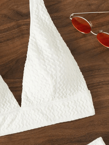 Weißes strukturiertes Push-Up-Bikini-Set