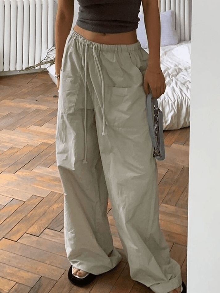 Pantalones cargo holgados tipo paracaídas Y2K