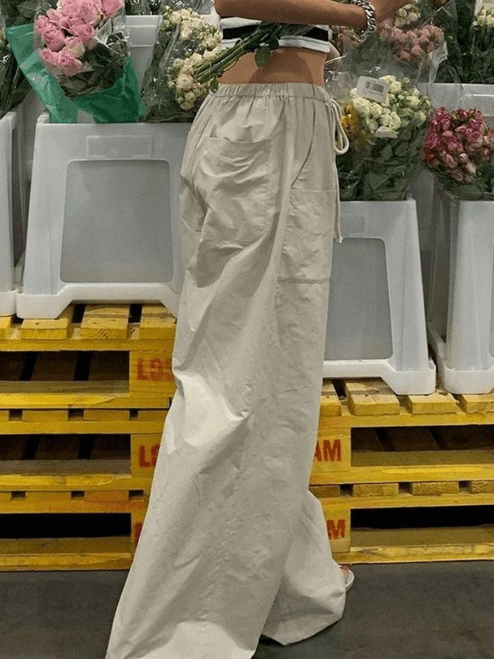 Pantalones cargo holgados tipo paracaídas Y2K