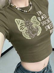 Y2K Butterfly Printed Crop Top