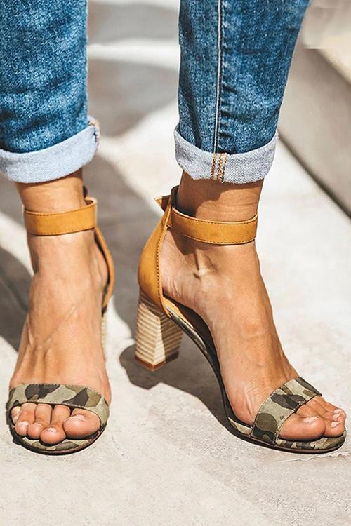 Camouflage High Heel Sandals