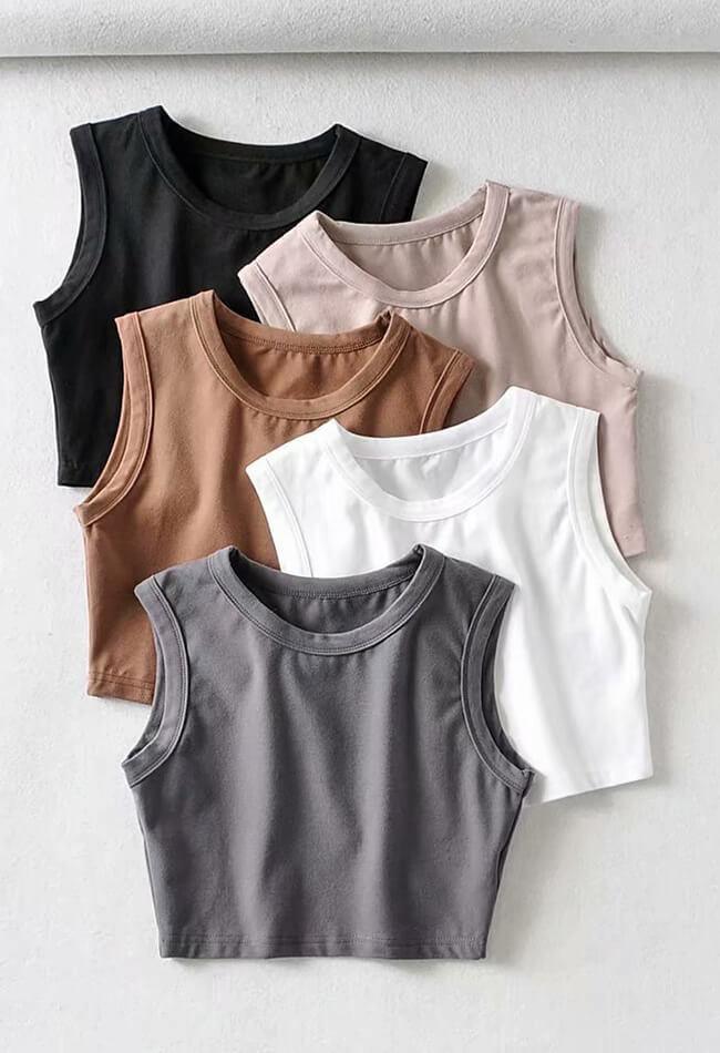 Yoga Solid Cropped Tank Top