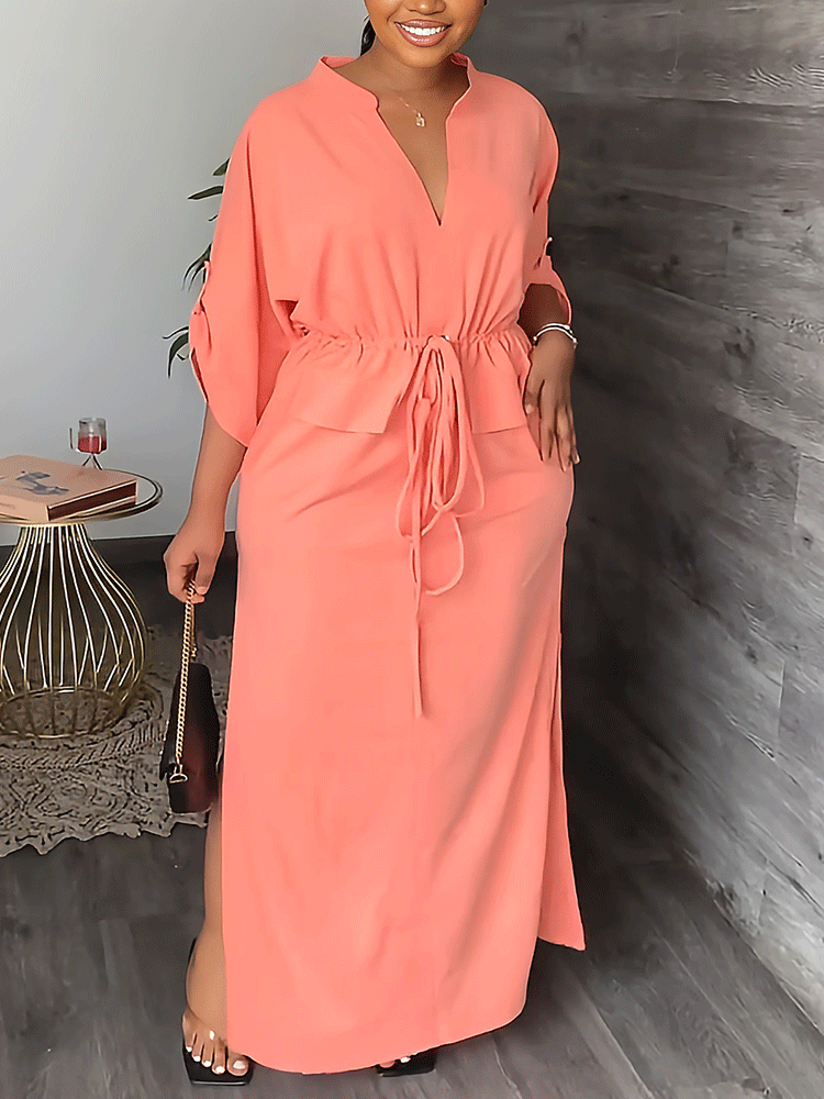 V-neck Split Maxi Dress