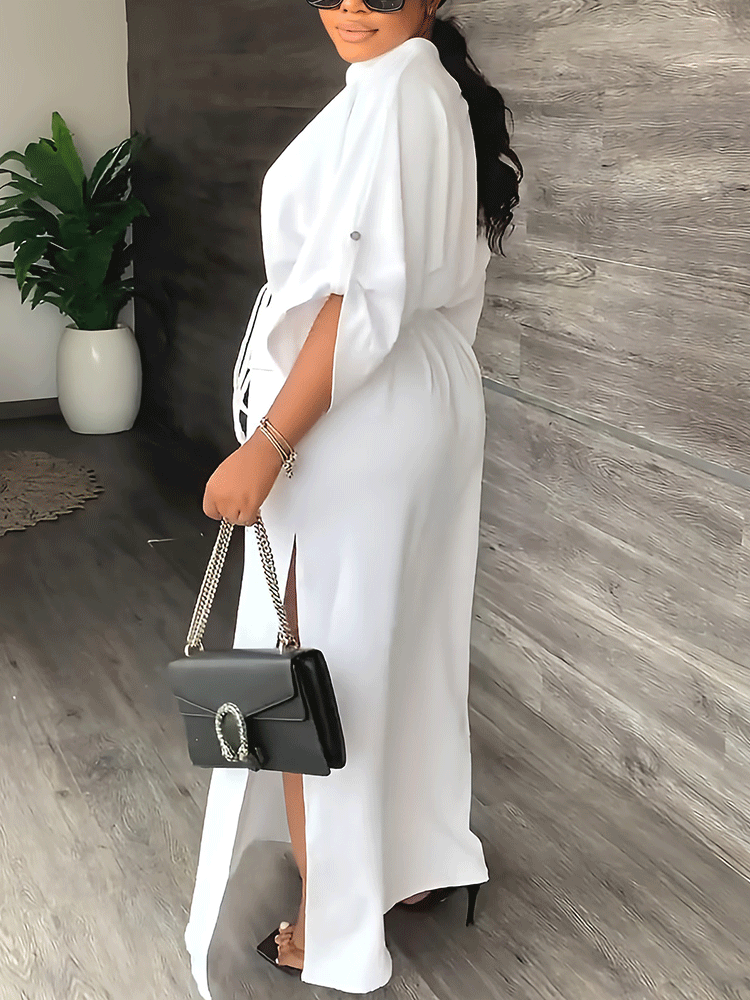 V-neck Split Maxi Dress