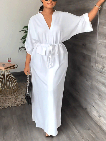 V-neck Split Maxi Dress