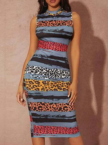 Vestido midi ajustado con estampado