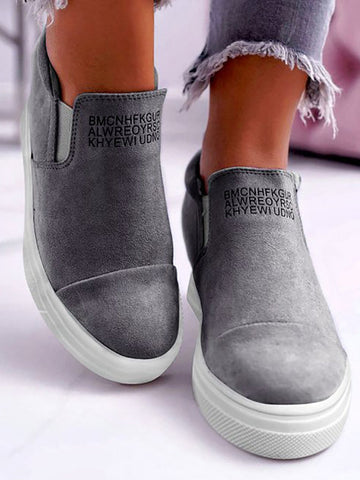 Suede Letter Pattern Casual Sneakers